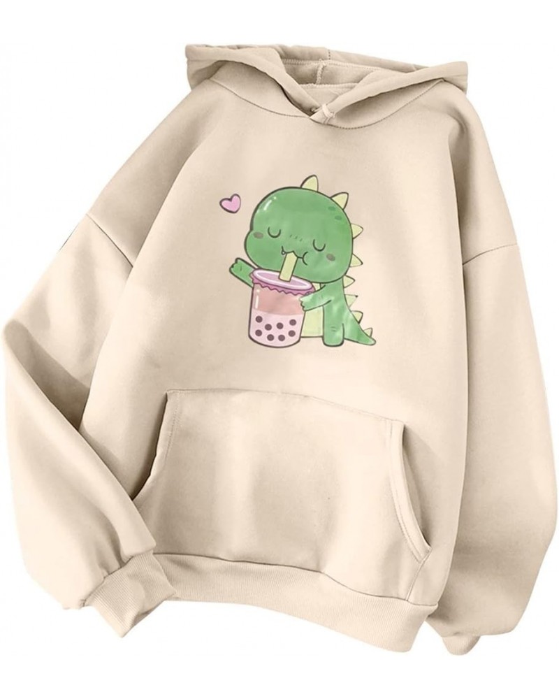 Womens Long Sleeve Hoodies Cute Frog Sweatshirts Kawaii Mushroom Hoodie For Teen Girls Hoodies Fall Tops Pullovers A-beige $1...