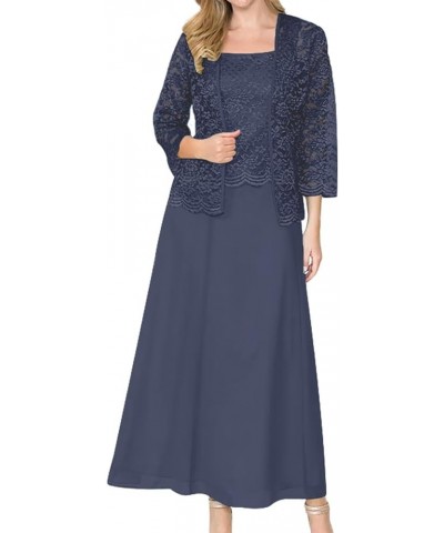 2 Pcs Mother of The Bride Dresses for Wedding 3/4 Long Sleeve Formal Evening Gown with Jackets Stormy $29.24 Dresses