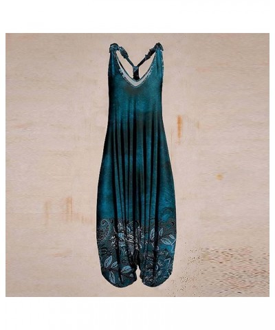 Jumpsuits For Women Plus Size Summer Overalls Womens Rompers And Jumpsuits Baggy Loose Boho Printed 2023 Jumpsuit 05-blue $15...