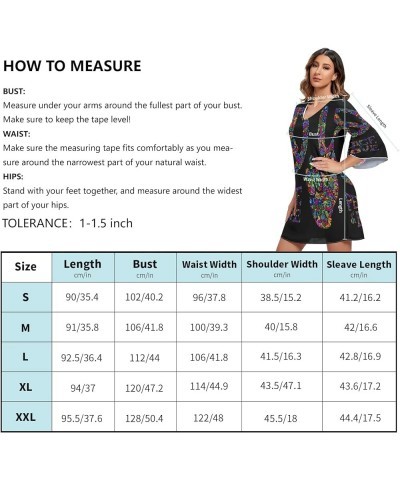 Monstera Leaves Stylish Women's Casual Chiffon Mini Dress 3/4 Sleeve V Neck Multicolored 3 $14.15 Dresses