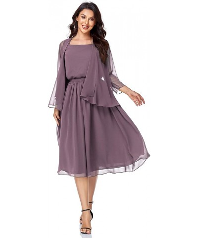 Chiffon Dresss Suits 3 Pieces Mother of The Bride Wedding Party Outfit Evening Dress Lavender Purple $33.54 Dresses