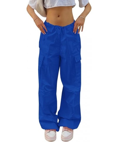 Parachute Pants for Women, Cargo Pants Women Baggy, Y2K Low Waist Wide Leg Baggy Relaxed Jogger Pants Blue $20.13 Pants