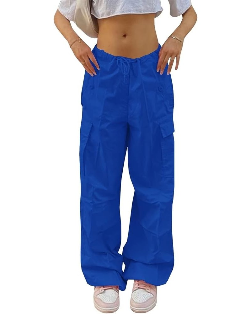 Parachute Pants for Women, Cargo Pants Women Baggy, Y2K Low Waist Wide Leg Baggy Relaxed Jogger Pants Blue $20.13 Pants