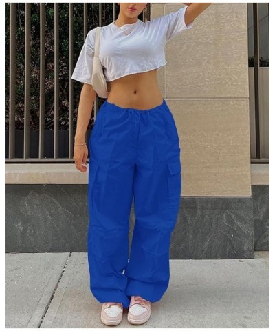 Parachute Pants for Women, Cargo Pants Women Baggy, Y2K Low Waist Wide Leg Baggy Relaxed Jogger Pants Blue $20.13 Pants