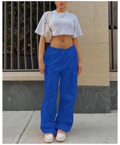 Parachute Pants for Women, Cargo Pants Women Baggy, Y2K Low Waist Wide Leg Baggy Relaxed Jogger Pants Blue $20.13 Pants