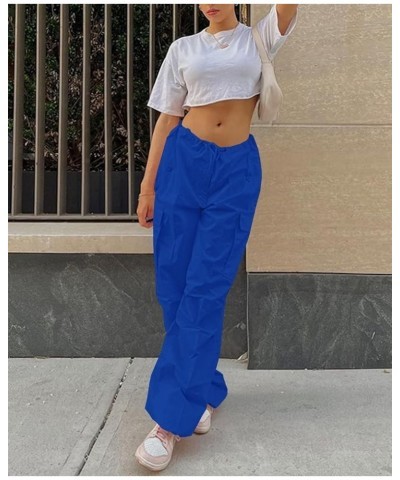 Parachute Pants for Women, Cargo Pants Women Baggy, Y2K Low Waist Wide Leg Baggy Relaxed Jogger Pants Blue $20.13 Pants