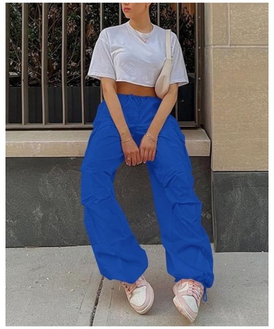 Parachute Pants for Women, Cargo Pants Women Baggy, Y2K Low Waist Wide Leg Baggy Relaxed Jogger Pants Blue $20.13 Pants