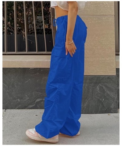 Parachute Pants for Women, Cargo Pants Women Baggy, Y2K Low Waist Wide Leg Baggy Relaxed Jogger Pants Blue $20.13 Pants