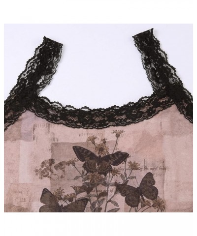 Women's Gothic Lace Tank Top Sexy Goth Emo Crop Shirt Grunge Outfit Tops Cami Brown-2 $11.69 Tops