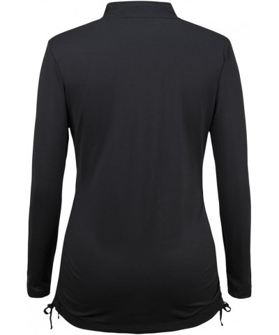 UPF 50+ Women's Long Sleeve Half-Zip Ruched Sun Shirt Black $34.28 Swimsuits