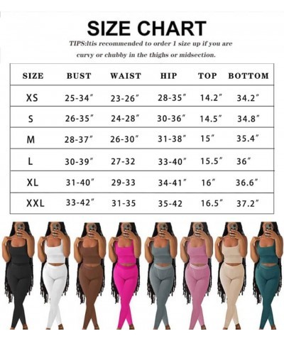 Casual Workout Sets Two Piece Outfits for Women Ribbed Crop Tank Top High Waist Yoga Leggings Active Wear Deep Pink $10.00 Ac...