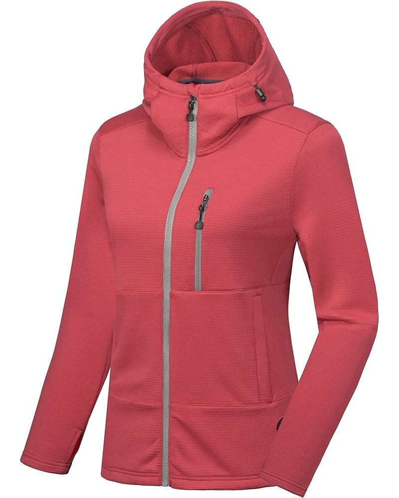 Women's Winter Lightweight Warm Fleece Running Jacket Breathable Thumbholes Thermal Hiking Jacket Watermelon $30.24 Jackets