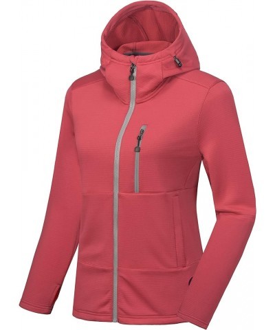 Women's Winter Lightweight Warm Fleece Running Jacket Breathable Thumbholes Thermal Hiking Jacket Watermelon $30.24 Jackets