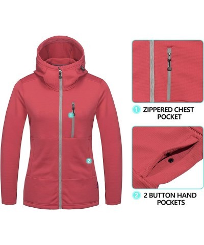 Women's Winter Lightweight Warm Fleece Running Jacket Breathable Thumbholes Thermal Hiking Jacket Watermelon $30.24 Jackets