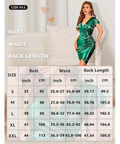 Women's Sexy V Neck Sparkly Glitter Dress Ruffle Sleeve Wrap Ruched Bodycon Casual Cocktail Party Dresses Green $24.95 Dresses