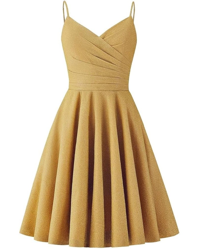 Short Prom Dress Womens Dresses Glitter Homecoming Dresses for Teens Formal Midi Cocktail Dress Gold $32.64 Dresses