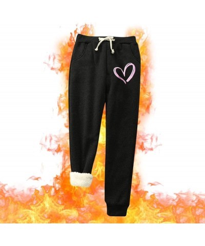 Thermal Pants for Women Thickened Cashmere Long Cinch Bottom Relaxed Trousers Fashion Graphics Fall Winter Pants Black 1 $11....