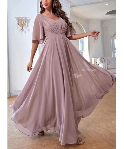 Batwing Sleeve Bridesmaid Dresses Long Chiffon Party Gowns Pleats Formal Elegant Dresses with Pockets SD097 Burnt Orange $27....