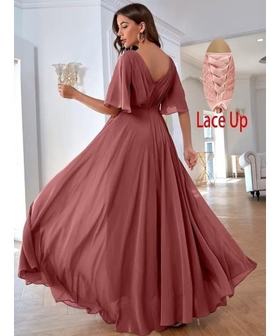 Batwing Sleeve Bridesmaid Dresses Long Chiffon Party Gowns Pleats Formal Elegant Dresses with Pockets SD097 Burnt Orange $27....