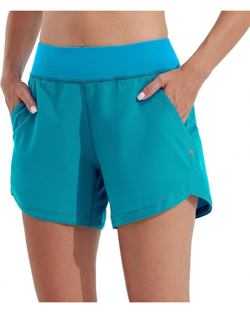 Women's 5" Quick Dry Swim Board Shorts UPF 50+ High Waisted Trunks with Liner Pockets 5" INSEAM Atoll $10.50 Swimsuits