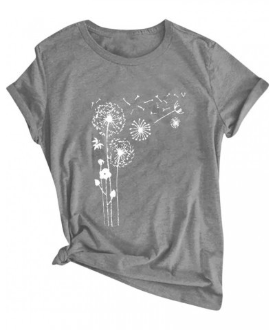 Women's Summer Sunflower T Shirt Flower Graphic Loose Tees Crew Neck Short Sleeve Casual Tops 02-gray $8.25 T-Shirts