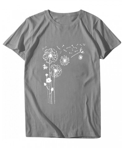 Women's Summer Sunflower T Shirt Flower Graphic Loose Tees Crew Neck Short Sleeve Casual Tops 02-gray $8.25 T-Shirts