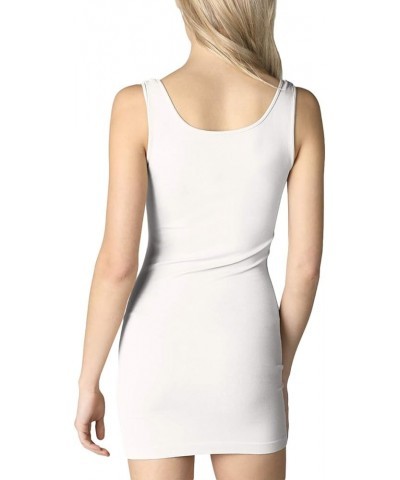 Women Seamless Wide Strap Long Tank Top, Made in U.S.A, One Size White $15.92 Dresses