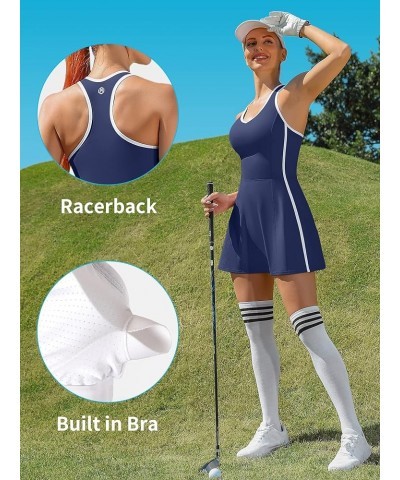 Tennis Dresses for Women with Shorts Pockets and Bra V Neck Racerback Golf Outfits A_navy $24.00 Activewear