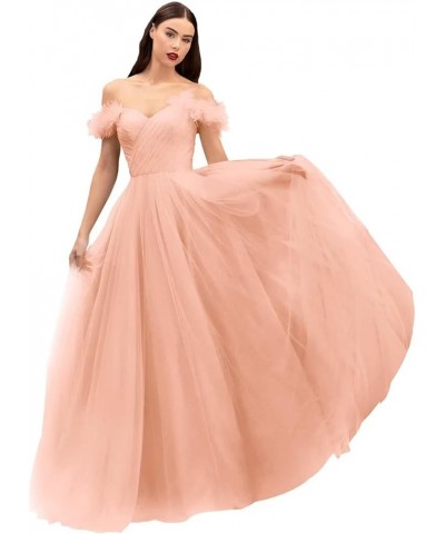 Off Shoulder Tulle Prom Dresses Long Corset Fairy Sweetheart Ruched Formal Evening Party Ball Gown for Women Coral $48.12 Dre...