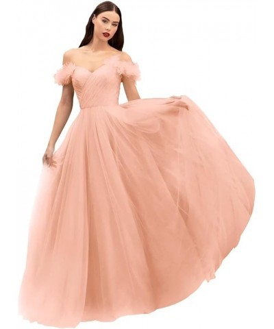 Off Shoulder Tulle Prom Dresses Long Corset Fairy Sweetheart Ruched Formal Evening Party Ball Gown for Women Coral $48.12 Dre...