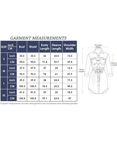 Women Jean Shirt Dress Long Sleeves Waist Ties Casual Short Chambray Denim Blue $29.67 Dresses