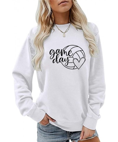 Women's Volleyball Game Day Sweatshirt, Casual and Trendy Cotton Blend Top, Volleyball Lovers Gift White $18.59 Hoodies & Swe...