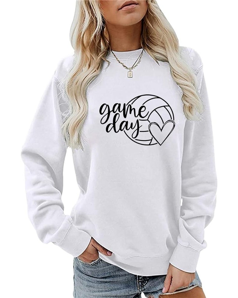 Women's Volleyball Game Day Sweatshirt, Casual and Trendy Cotton Blend Top, Volleyball Lovers Gift White $18.59 Hoodies & Swe...