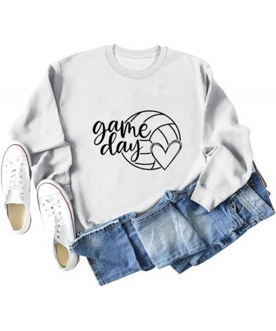 Women's Volleyball Game Day Sweatshirt, Casual and Trendy Cotton Blend Top, Volleyball Lovers Gift White $18.59 Hoodies & Swe...