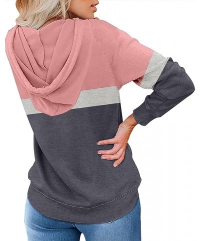 Womens Casual Zip Up Hoodie Jacket Athletic Long Sleeve Drawstring Striped Color Block Hooded Sweatshirt with Pockets Pink $9...