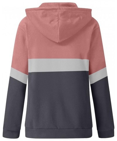 Womens Casual Zip Up Hoodie Jacket Athletic Long Sleeve Drawstring Striped Color Block Hooded Sweatshirt with Pockets Pink $9...