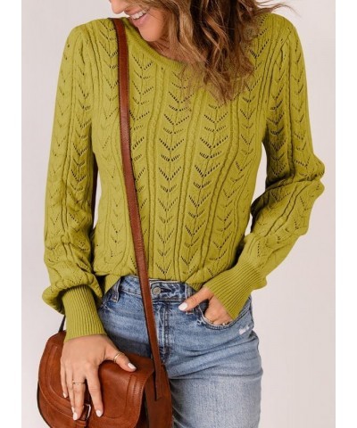 Women's Casual Crew Neck Long Sleeve Pullover Knit Sweaters Jumper Tops Yellow $10.06 Sweaters