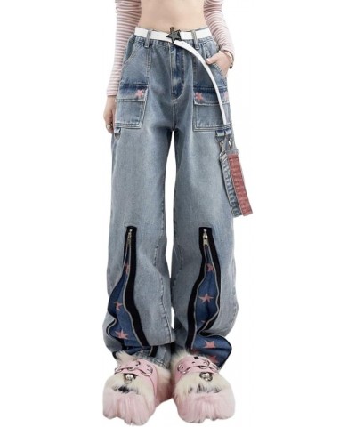 Aesthetic Hight Waist Jeans Y2k Women Star Harajuku Gothic Fashion Baggy Wide Leg Y2k Pants Vintage 90S Korean Clothes Blue5 ...