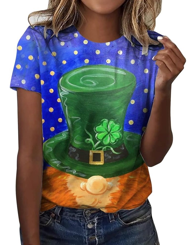 2024 St Patricks Day Shirt,Women's St Patrick's Day T-Shirt Lucky Irish Shamrock Blessed and Lucky Crewneck Graphic Tees Tops...