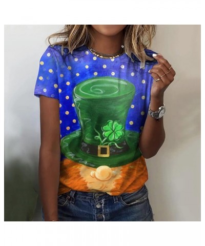 2024 St Patricks Day Shirt,Women's St Patrick's Day T-Shirt Lucky Irish Shamrock Blessed and Lucky Crewneck Graphic Tees Tops...