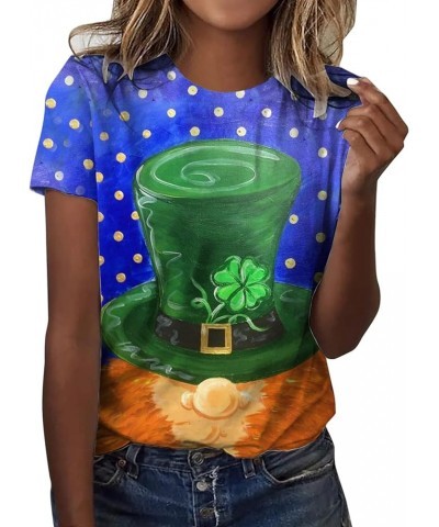 2024 St Patricks Day Shirt,Women's St Patrick's Day T-Shirt Lucky Irish Shamrock Blessed and Lucky Crewneck Graphic Tees Tops...