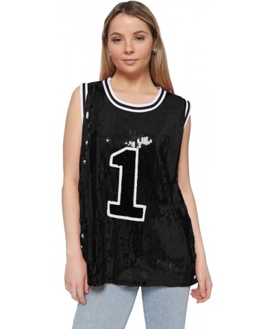 Sparkle Glitter Hip Hop T-Shirt Top Tunic Basketball Sequins Tank Vests Black $15.60 Tanks