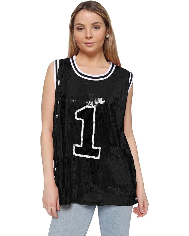 Sparkle Glitter Hip Hop T-Shirt Top Tunic Basketball Sequins Tank Vests Black $15.60 Tanks