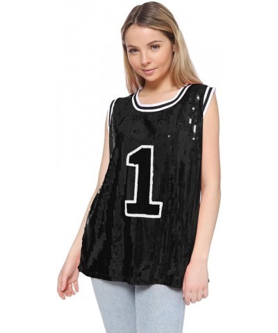 Sparkle Glitter Hip Hop T-Shirt Top Tunic Basketball Sequins Tank Vests Black $15.60 Tanks