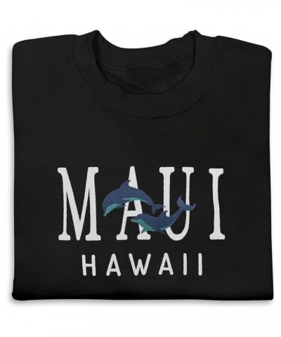 Embroidered Maui Hawaii Sweatshirt Trendy Cute Maui Crewneck Black $18.66 Hoodies & Sweatshirts