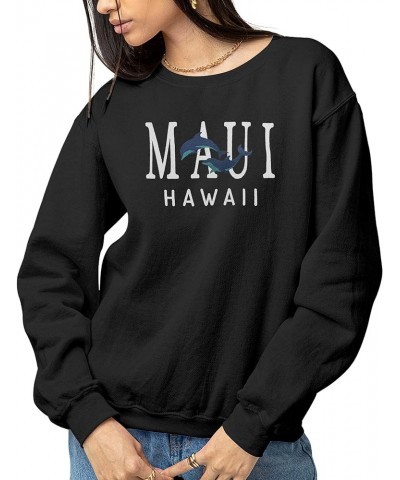 Embroidered Maui Hawaii Sweatshirt Trendy Cute Maui Crewneck Black $18.66 Hoodies & Sweatshirts