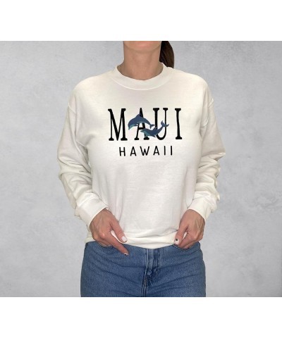 Embroidered Maui Hawaii Sweatshirt Trendy Cute Maui Crewneck Black $18.66 Hoodies & Sweatshirts