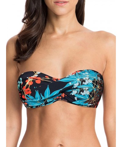 Women's Halter Swimsuit Top Twist Bandeau Bikini Top Leaf Pattern $13.33 Swimsuits