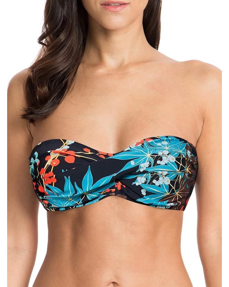 Women's Halter Swimsuit Top Twist Bandeau Bikini Top Leaf Pattern $13.33 Swimsuits