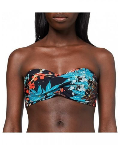 Women's Halter Swimsuit Top Twist Bandeau Bikini Top Leaf Pattern $13.33 Swimsuits